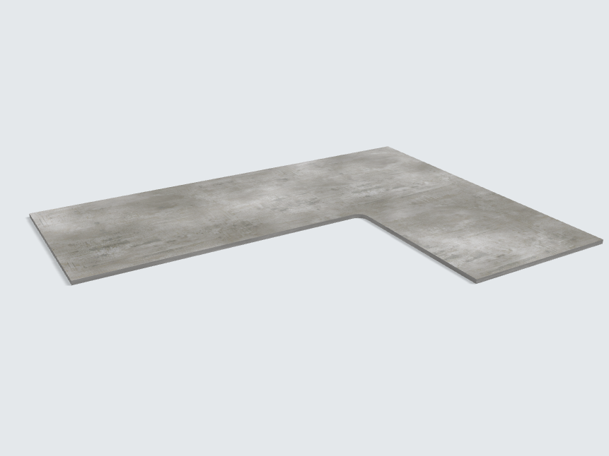Ecktischplatte Beton Perlgrau