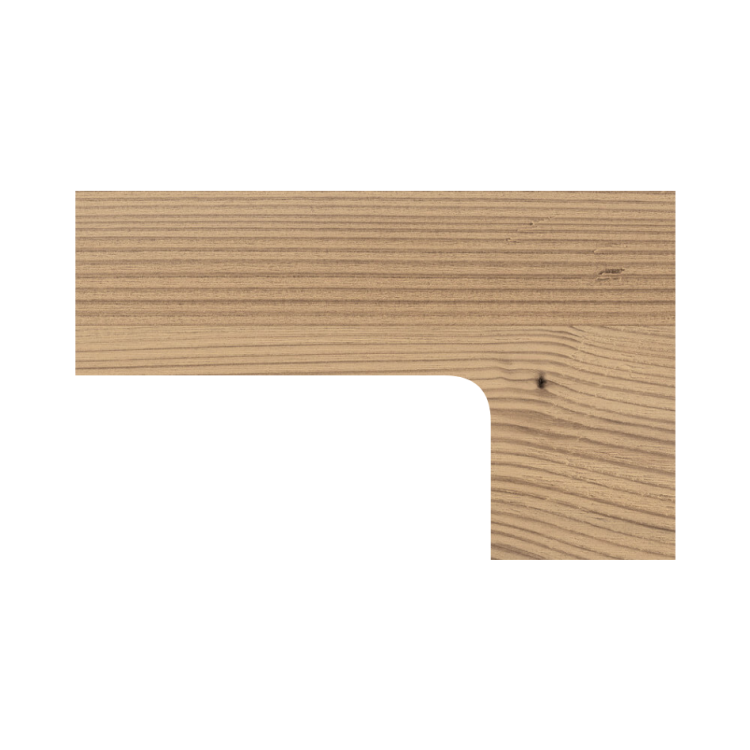 Tischplatte Ecktisch mit Aussparung Pine Antic, 2600 mm x 1600 mm x 25 mm, Kante Pine Antic