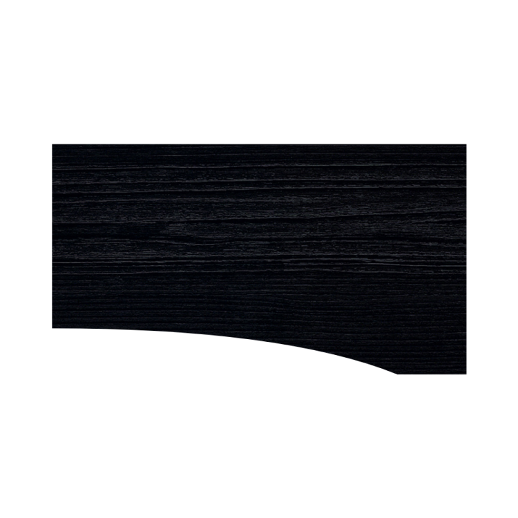Tischplatte Rechteck mit freiförmiger Aussparung Schwarz mit Holzstruktur, 1800 mm x 1000 mm x 25 mm